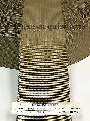 3 INCH Mil Spec Military Webbing MIL-W-17337 COYOTE Type 2 Per Yard • $1.54