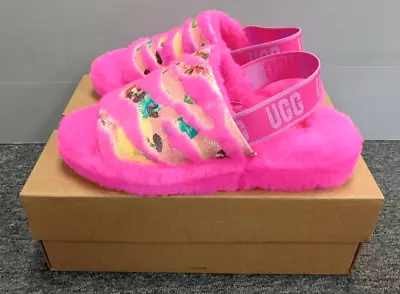 UGG Womens Fluff Yeah Tiger Flower Slides Slipper Size US 9 (1127055) • $45.08