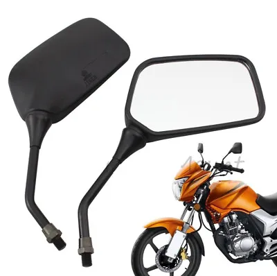 Universal Motorcycle Rearview Side Mirrors Black 10mm For Honda Suzuki  • $22.95