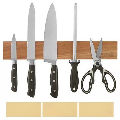 VEVOR 16  Magnetic Knife Storage Holder Wall Mount Knife Strip Acacia Wood • £15.59