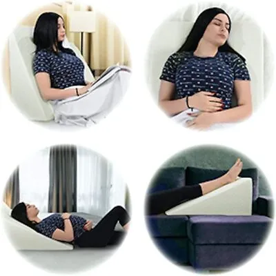 LARGE WEDGE PILLOW FOAM BACK SUPPORT PILLOW ACID REFLUX RAISED BED PILLOW 20x18  • £18.99