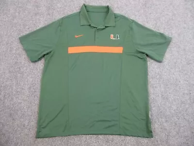 Miami Hurricanes Polo Shirt Mens Extra Large Green Orange College Football Nike • $24.85