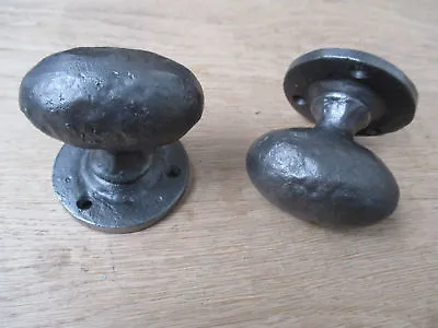 ANTIQUE IRON OVAL MORTICE KNOBS- Industrial Rustic Vintage Door Knobs Handles • £21.99