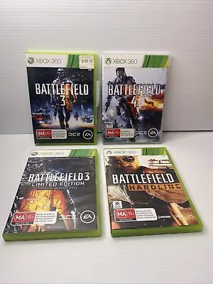 Battlefield BULK LOT 4 Games - 3+ Warfare Pack + 4 + Hardline XBOX 360 PAL MA15+ • $29.99