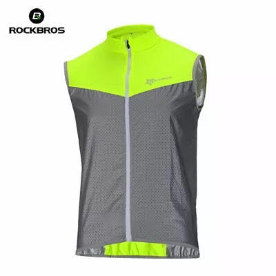 ROCKBROS Cycling Bike Reflective Vest Coat Sportswear Breathable Jersey Green • $18.99