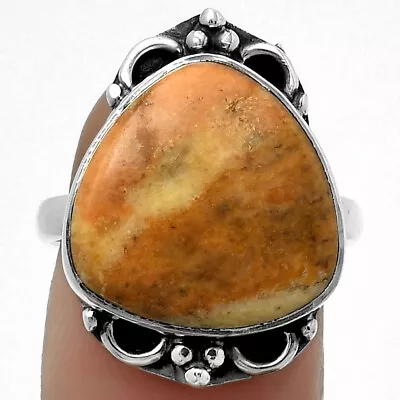 Natural Coral Jasper 925 Sterling Silver Ring S.8 Jewelry R-1103 • $11.99