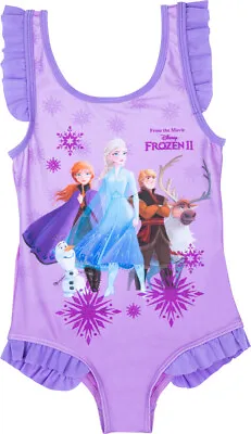 £8.95 • Buy Girls Disney Frozen 2 Swimming Costume One Piece Anna & Elsa Swimsuit