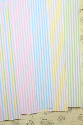 Mini Pastel Stripes Gingham Card Stock 250gsm Check Pattern Journaling Cardstock • £2.99