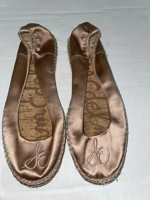 £22.01 • Buy Sam Edelman Jessa, Taupe/Peach Satin Flat Espadrilles Ballet Shoes Size 7 1/2