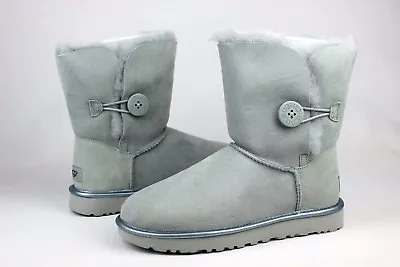 Ugg Bailey Button Ii Metallic Iceberg Color Suede Sheepskin Boots Size 6 Us • $115.47