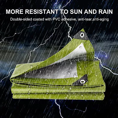 Extra Heavy Duty Tarpaulin Waterproof Sheet Thick Green Tarp Ground Canvas Cover • £9.59