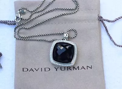 David Yurman Women's Silver 20mm Albion 18 Inch Necklace Black Onyx & Diamonds • $179.95