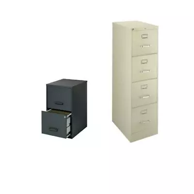 2 Piece Value Pack 4 Drawer In Putty And Black 2 Drawer Filing Cabinet • $357.85