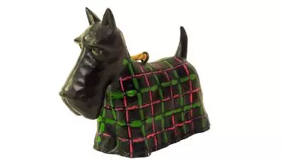 Black Schnauzer Dog Christmas Holiday Ornament Pink Green Check Hat Puppy Pet • $12.34