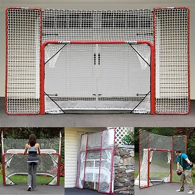 EZGoal Hockey Folding Pro Goal With Backstop And Targets 2-Inch Red And White • $148.65