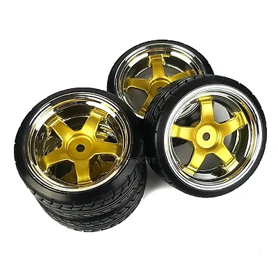 £18.99 • Buy 1/10 RC Drift Wheels Gold 5 Spoke Tamiya TT02 TT02D TT01 Kyosho Fazer HPI   