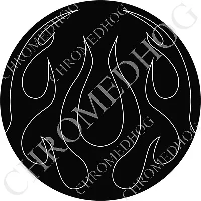 Premium Round 3M Epoxy Gel Domed Decal Or Flat Sticker - White PS Flame Black • $2.30