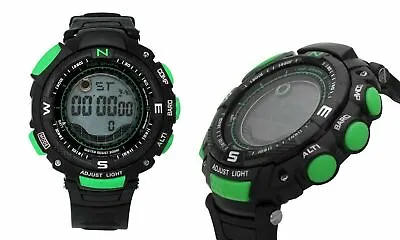 NEW Geneva Platinum 4561 Men's MARATHON Green Accent Black Rubber Digital Watch • $18.95