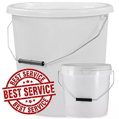 Plastic Buckets Tubs White Containers Tamper Evident Lids 0.5L 1L 3L 5L 10L 25L • £175.35