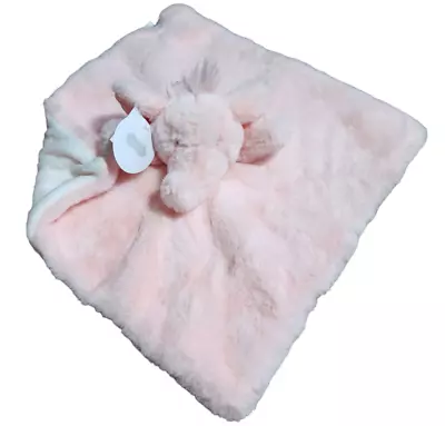 Mudpie NWT Lovey Security Plush Blanket Pink Elephant Gray White • $28.99