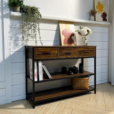 109cm Console Table Entryway Accent Table Narrow Hall Sofa Side Table 3 Drawers • £93.95