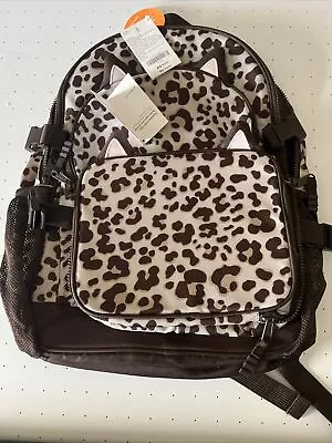 Gymboree Backpack And Lunch Bag Brown Cat/leopard Print W Clips Nwt • $30