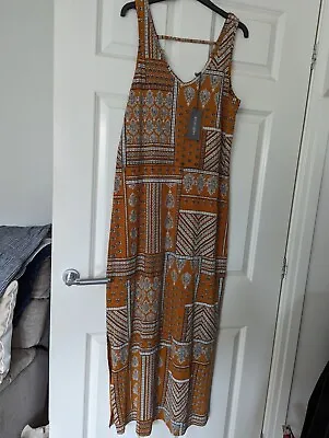Principles Brown Multi Print  Jersey Maxi Dress Size 14 BNWT • £7