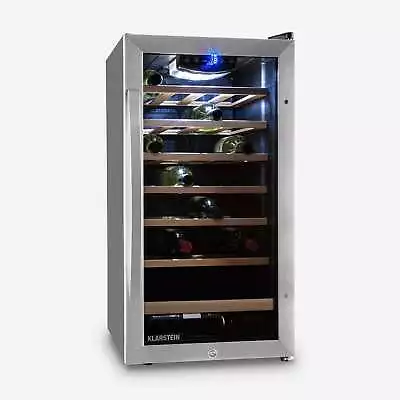 Wine Fridge Under Counter Refrigerator Drinks Cooler 26 Bottles 88L Steel Silver • £340.82