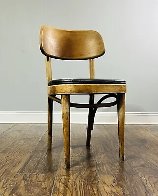 Vintage Thonet Mid Century Modern Bentwood Chair Fan Back Black Seat MCM • $159.55