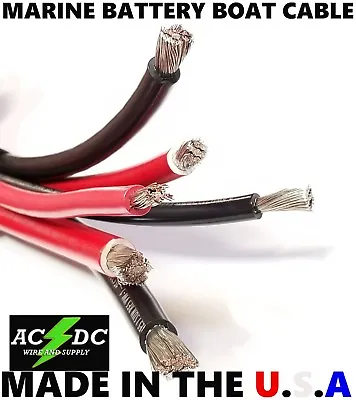 Battery Cable Marine Grade Tinned Copper 6 4 2 1 1/0 2/0 AWG PER Foot SGT • $2.45