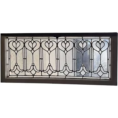 Antique American Art Nouveau Stained & Leaded Glass Transom Tulip C. 1904 • $495