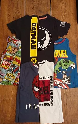 Marvel/DC Superhero Tops Bundle 4 X Age 3-4 T-Shirts + 2 X Vests • £4