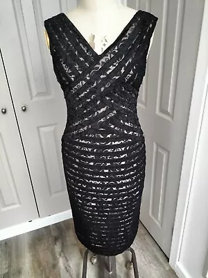 Mint Velvet Black And Nude Lace Cocktail Party Stretch  Wiggle Dress.size 12 • £22