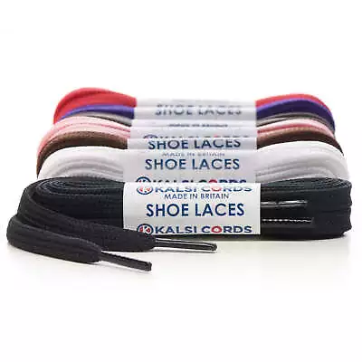 8mm FLAT STRONG SHOELACES SPORTS TRAINER & BOOT SHOE LACES 35 COLOURS KIDS ADULT • £4.29