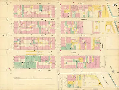 Sanborn NYC #67 Manhattan Midtown East Kips Bay Gramercy 1899 Old Antique Map • £150