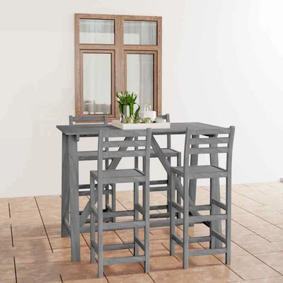 £528.89 • Buy VidaXL 5 Piece Outdoor Bar Set Grey Solid Acacia Wood UK HOT