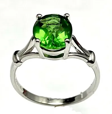 R1141G Classic Mt St Helens Green Helenite 8x10mm OV.1.68Ct Sterling Silver Ring • $38