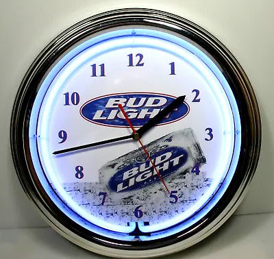 Bud Light Wall Clock With Neon Blue Ring Vintage Neonetics 15  See Comments • $54.99