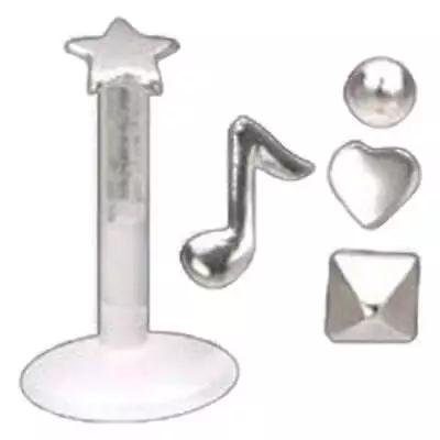 Body Accentz Bio Flex 16G 5/16  PTFE Labret/Monroe Music Note 1 Shaft Star • $11.99