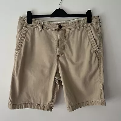 Abercrombie & Fitch Beige 100% Cotton Men's Button Fly Cargo Utility Shorts W34 • £32.99