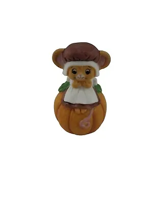 Vintage Lefton Ceramic Pilgrim Mice Sitting On Pumpkin Thanksgiving Harvest • $5.52