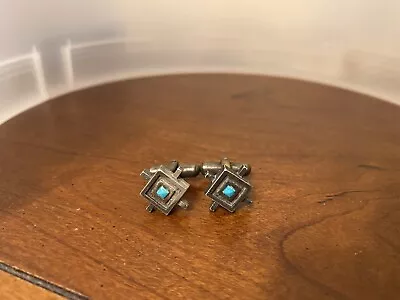 $36 • Buy Vintage Cufflinks Sterling Silver Turquois Cuff Links