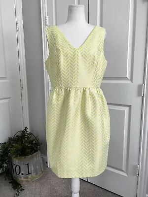 Shoshanna Womens Yellow Chevron Print Mini Sheath Dress Lined Sleeveless Size 10 • $34