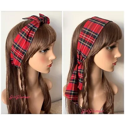 Royal Stewart Headband Hairband Red Tartan Scottish Hair Bow Tie Burns Night • £2.99