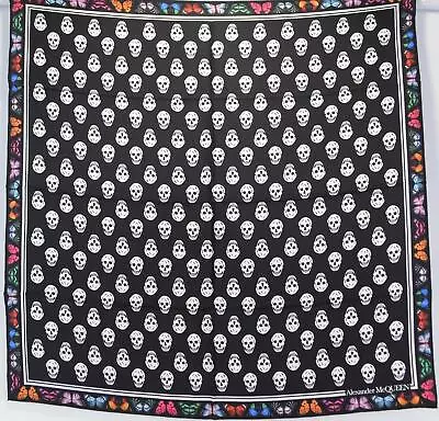 New Alexander McQueen 607329 Black Multi Skull Silk BUTTERFLY BIKER Scarf • $326.36