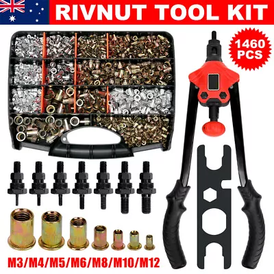 $109.95 • Buy Heavy Duty Rivet Nut Riveter Rivnut Nutsert Gun Riveting Tool Kit Thread M3-12