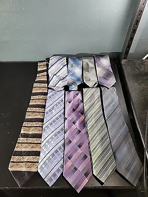 Van Heusen Men's Tie Lot Of 9 Multicolor Silk Polyester Geometric • $13.30