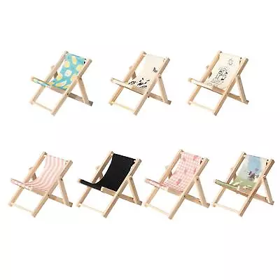 Foldable Wooden Bracket Dollhouse Miniature Beach Chair Phone Holder For Kitchen • $5.71