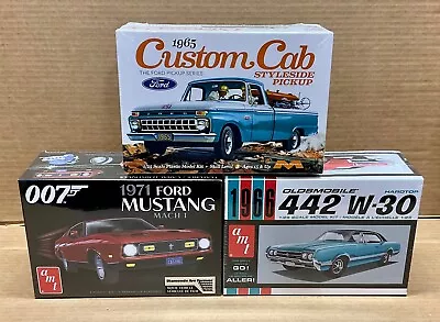 Lot Of Model Kits 1965 Ford Pickup Truck 1966 Olds 442 1971 Mustang Mach 1! F/s! • $31