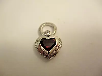 $39.99 • Buy Signed Judith Ripka 925 Sterling Silver Red Heart CZ Charm Pendant